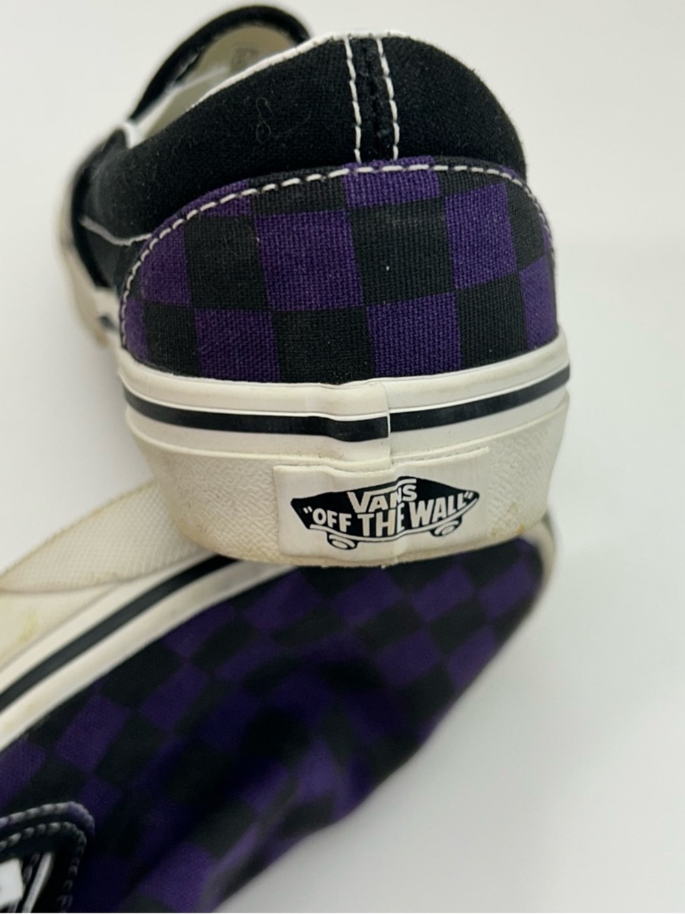 Vans Slip-On Women’s Black & Purple Checkered Sneakers Size 5.5 - Picture 7 of 9
